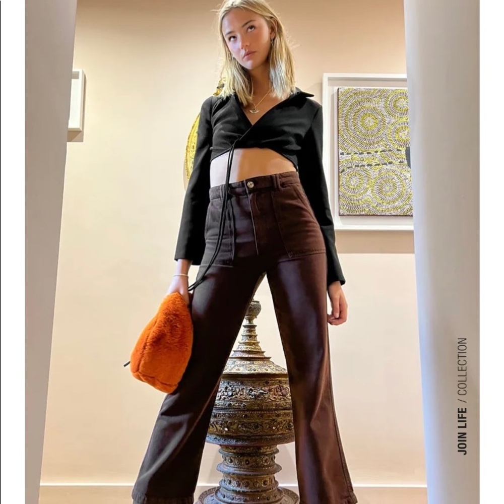 Zara high rise wide leg pants in black